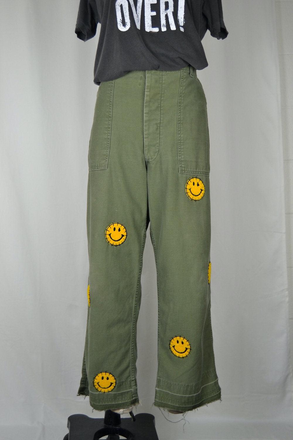Good Vibes Smiley Utility Pants by Rank & Sugar - Haven