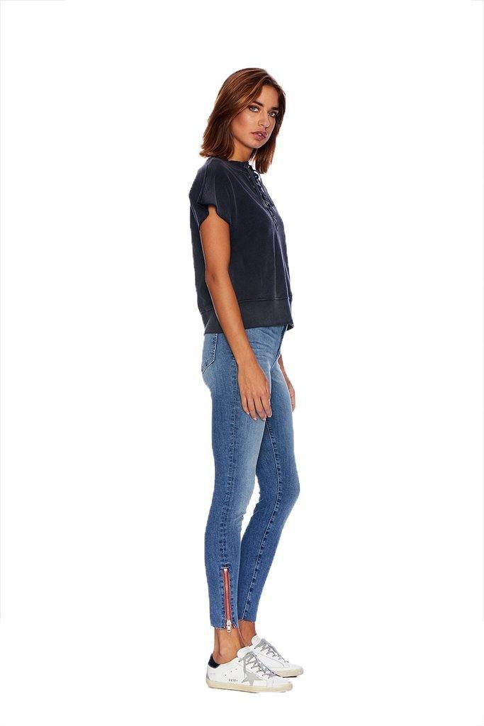 Medium Stone Blue Jeans with Red Zipper by Etienne Marcel - Haven