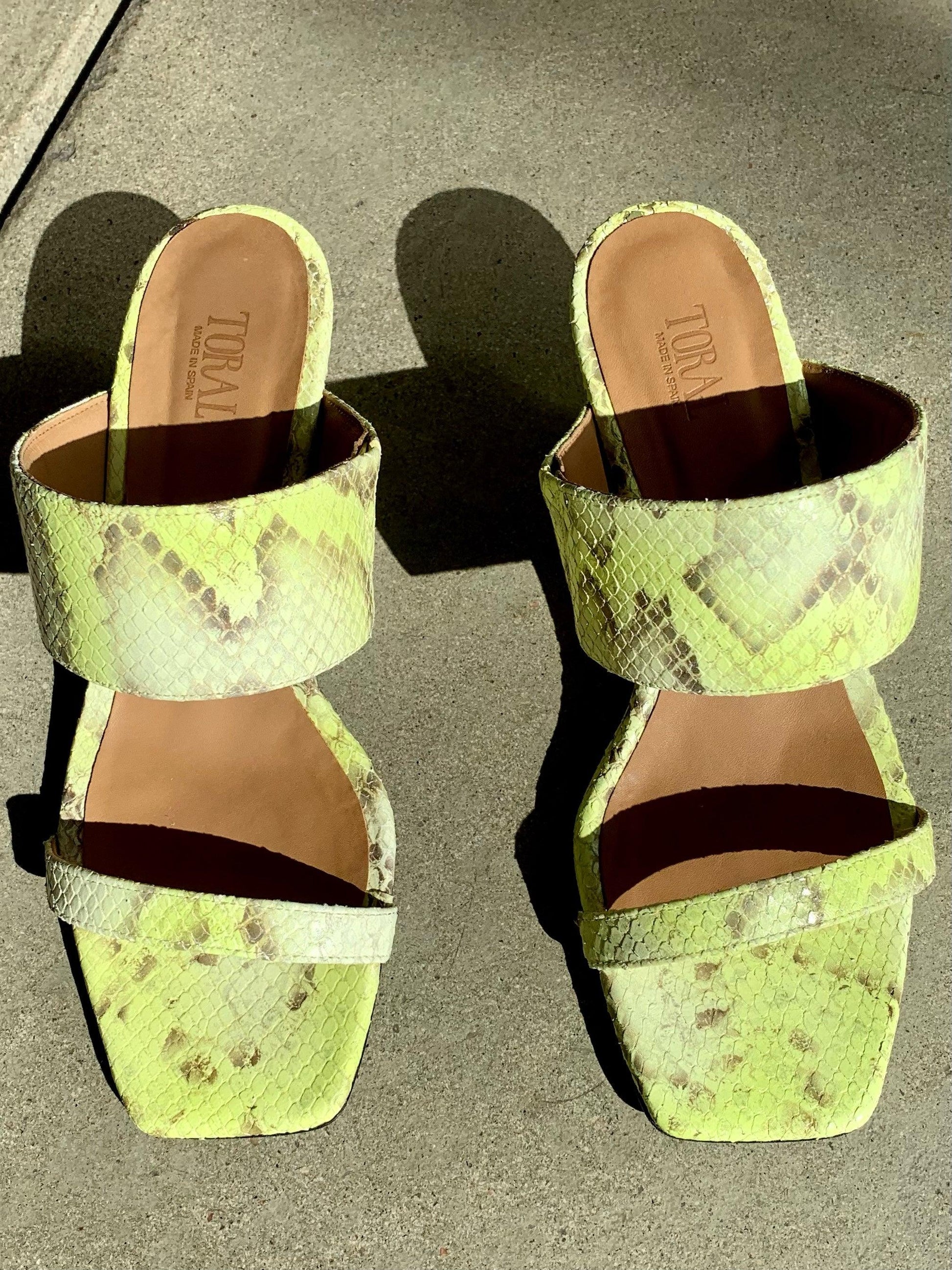 Yellow Snakeskin Heeled Sandal by Toral - Haven