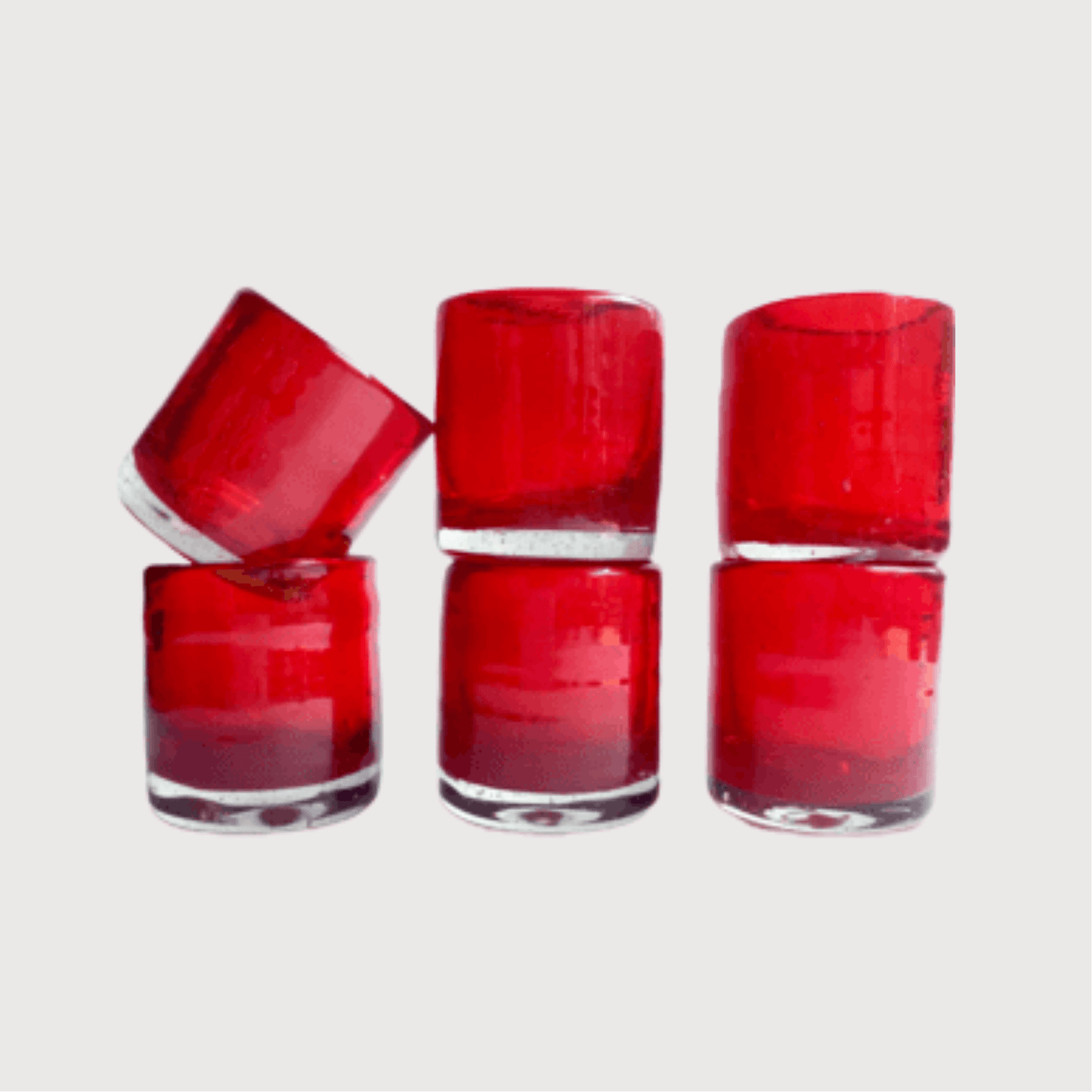 Set of 6 Mezcal Blown Shot Glasses in Red by Casa Handmade - Haven
