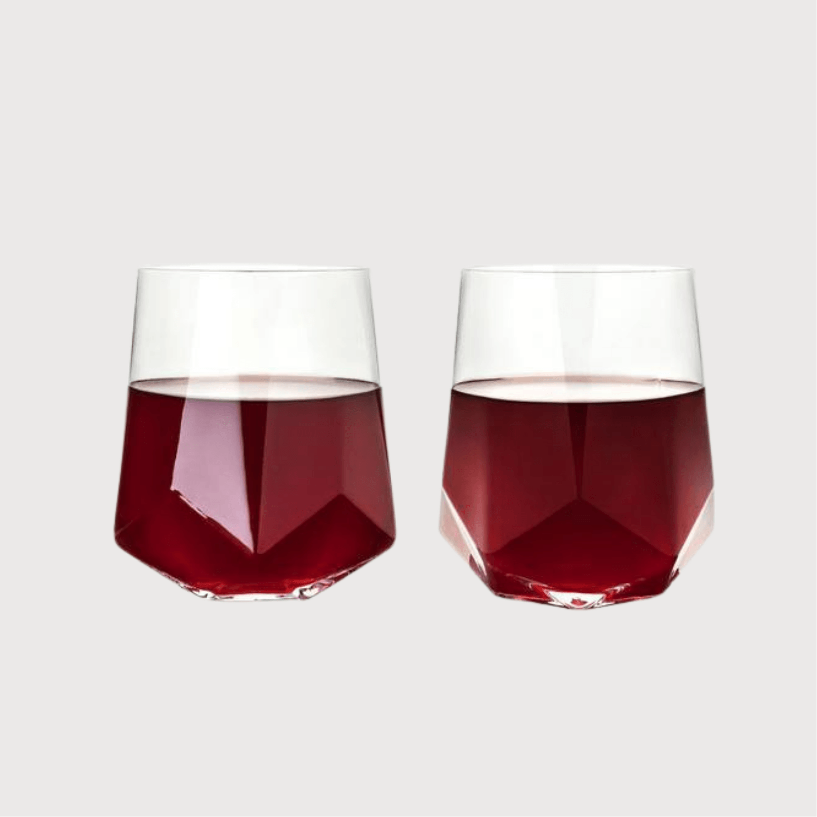 Faceted Stemless Crystal Wine Glasses - Set of 2 - Haven