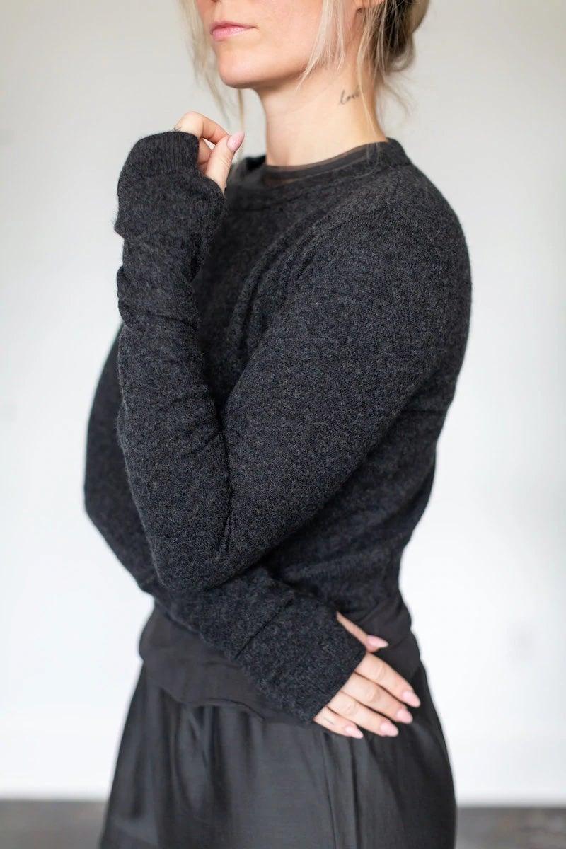 All Thumbs Sweater in Black by Brazeau Tricot - Haven