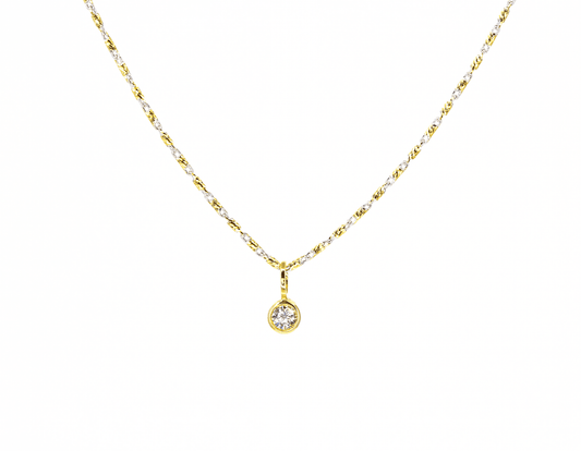 Single Diamond Necklace with 14k Gold Chain by Leela Grace Jewelry - Haven