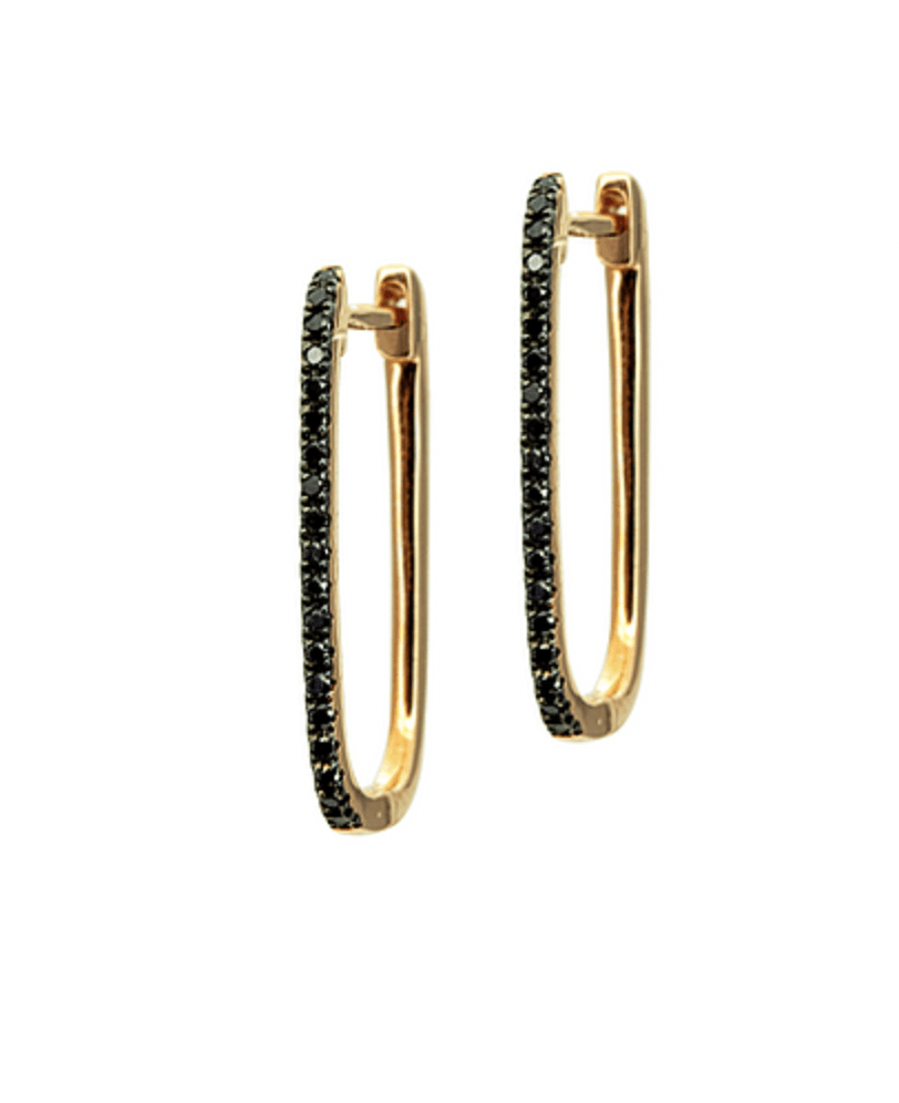 14k Gold Black Diamond Slim Hoop Earrings from Leela Grace Jewelry - Haven