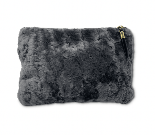 Stone Shearling Clutch by Kempton & Co. - Haven