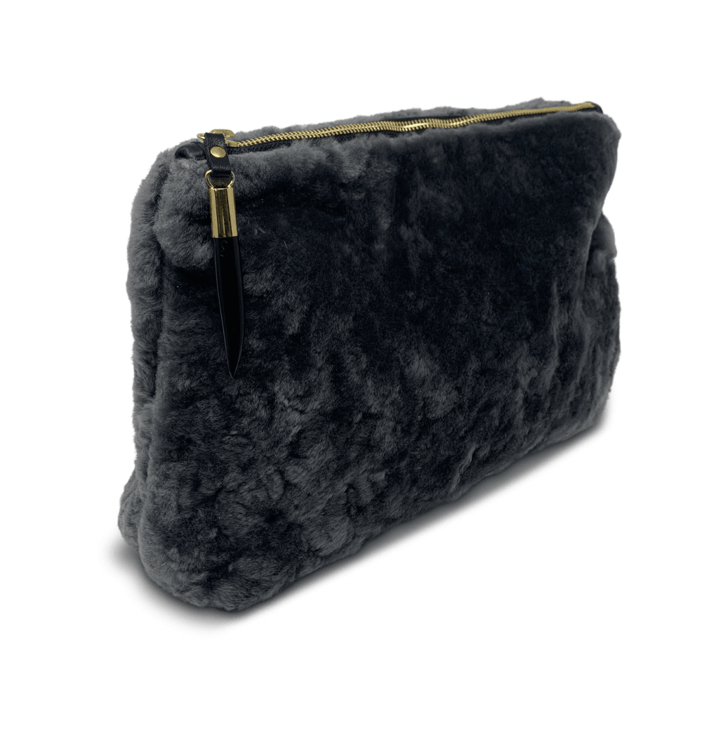 Stone Shearling Clutch by Kempton & Co. - Haven