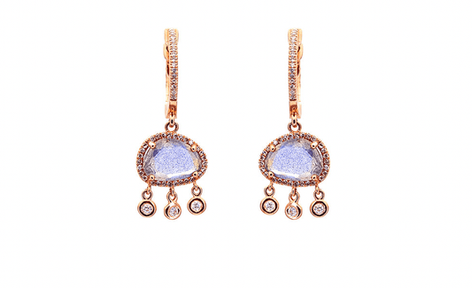 Michelle 14k Labradorite and Diamond Earrings by Leela Grace Jewelry - Haven