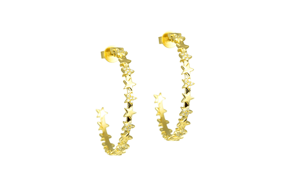 Diamond and 14k Gold Star Hoop Earrings by Leela Grace Jewelry - Haven