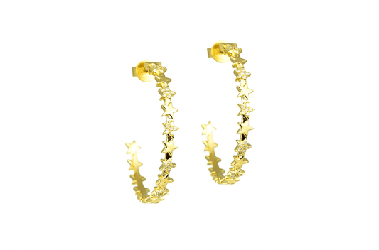 Diamond and 14k Gold Star Hoop Earrings by Leela Grace Jewelry - Haven