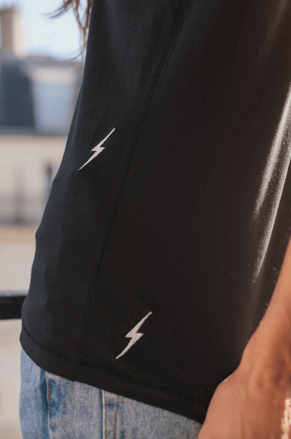 Embroidered Lightning Tee by Catherine Gee - Haven