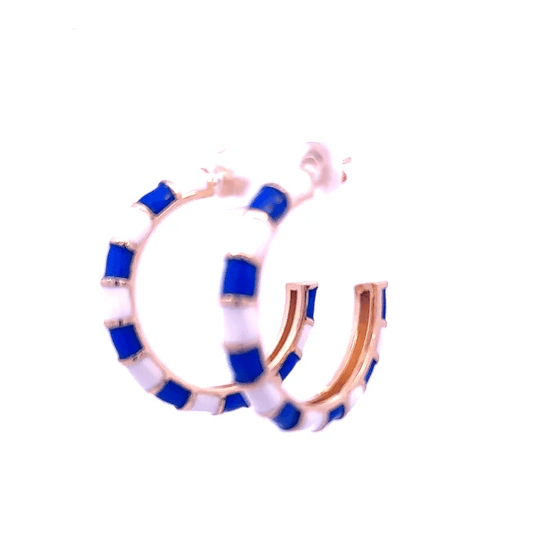 Blue & White Enamel Hoops by Leela Grace Jewelry - Haven