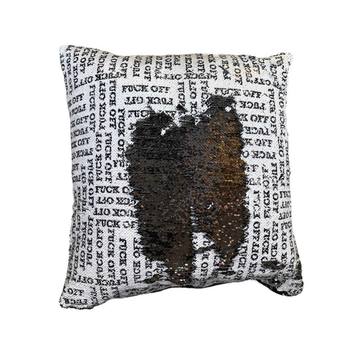 "F*CK OFF" Small Letters Sequin Pillow by Any Old Iron - Haven
