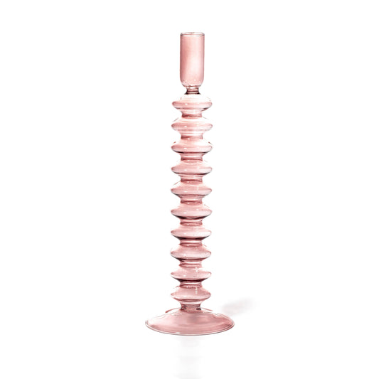 Coloured Glass Taper Holder in Rose quartz by Maegen - Haven