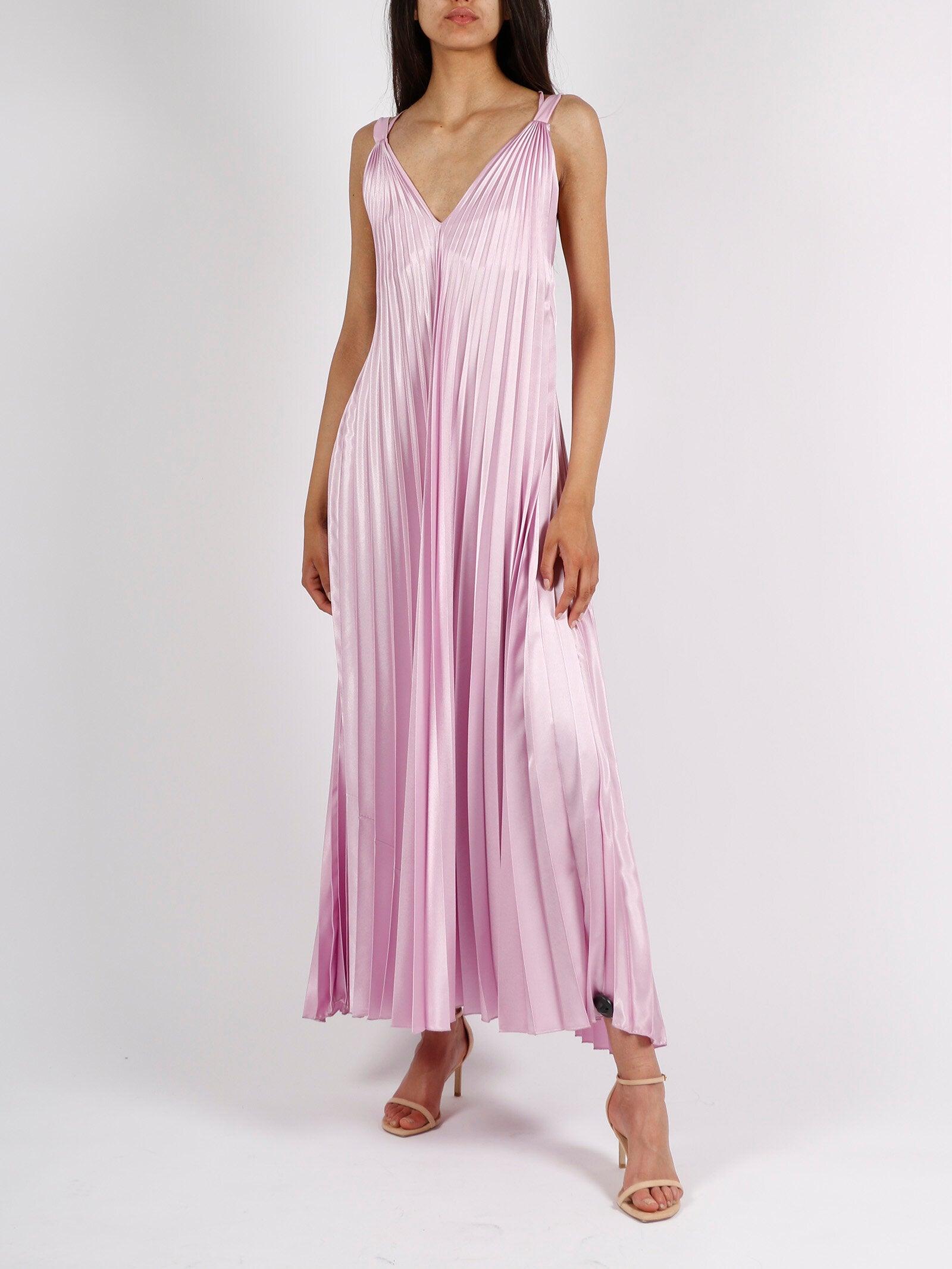 Long Pleated Satin Dress by Beatrice B (Various Colors) - Haven