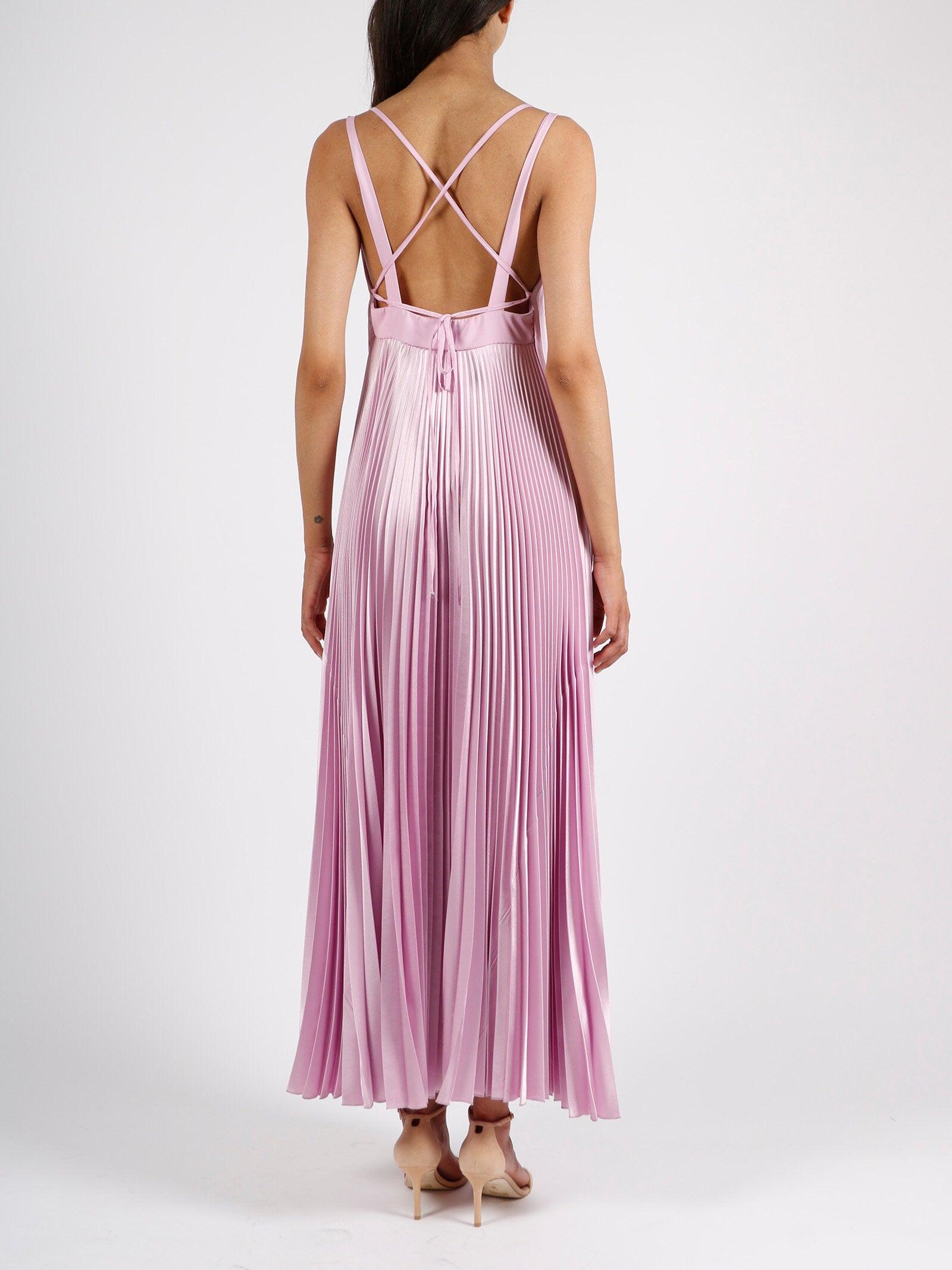 Long Pleated Satin Dress by Beatrice B (Various Colors) - Haven
