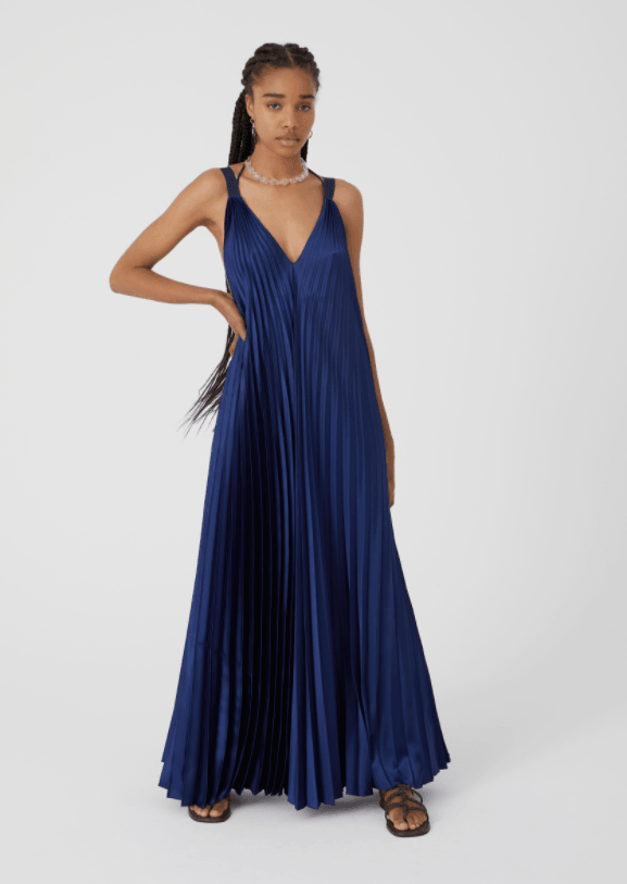 Garbi Long Pleated Silk Dress by Beatrice B - Haven