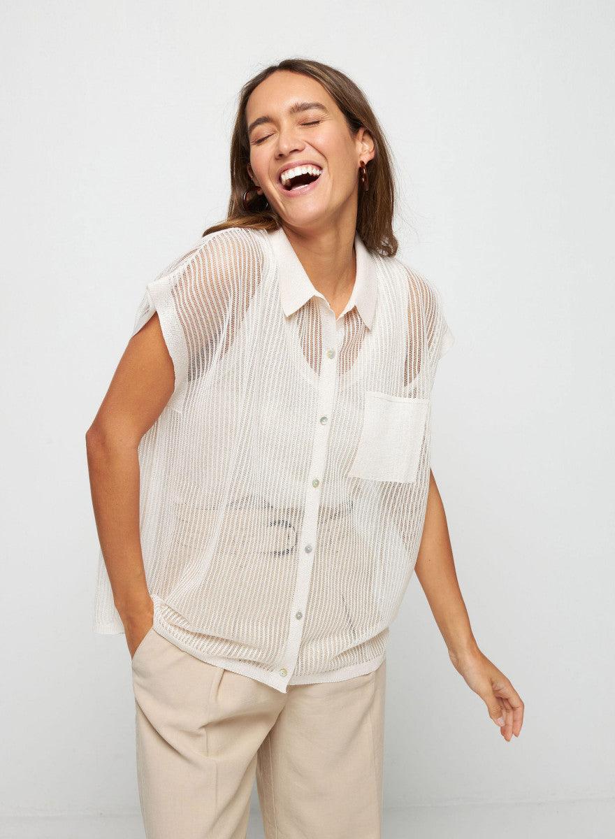 Stacy Shirt in Beige by Maison Montagut - Haven
